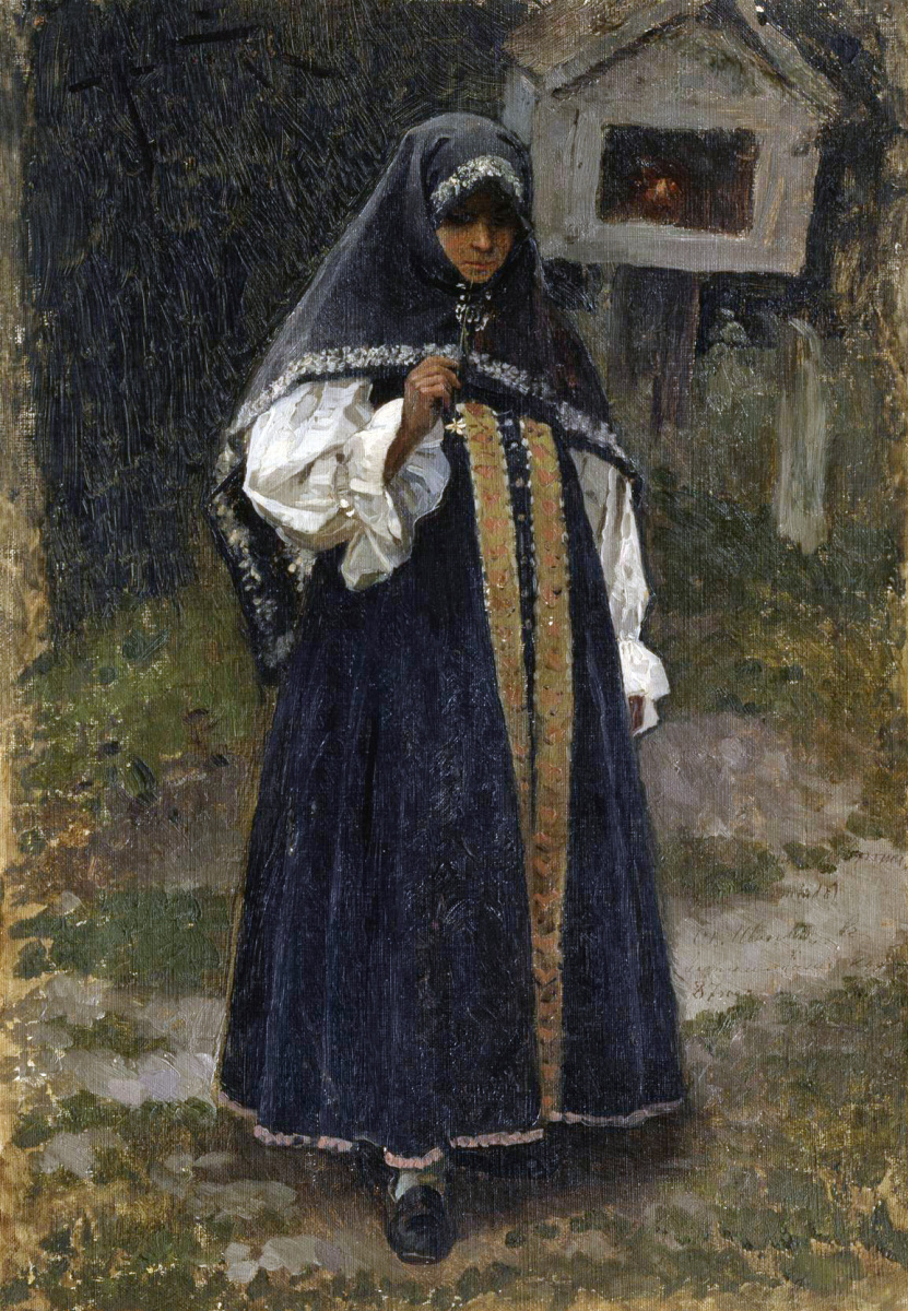Mikhail Vasilyevich Nesterov. Girl-Nizhegorodka. Sketch for the second version of the painting "Christ's bride" were in the collection of Grand Duke Sergei Alexandrovich