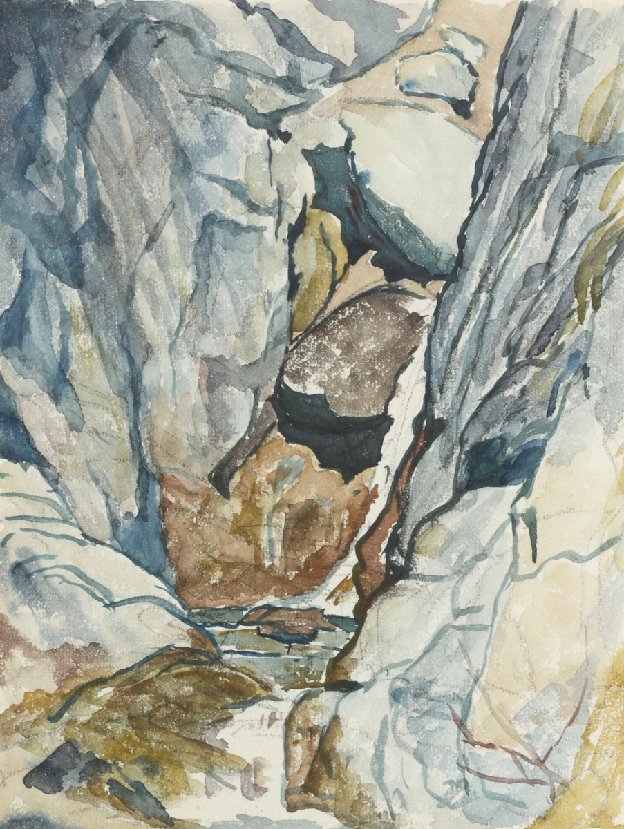 Giovanni Giacometti. Mountain gorge with waterfall