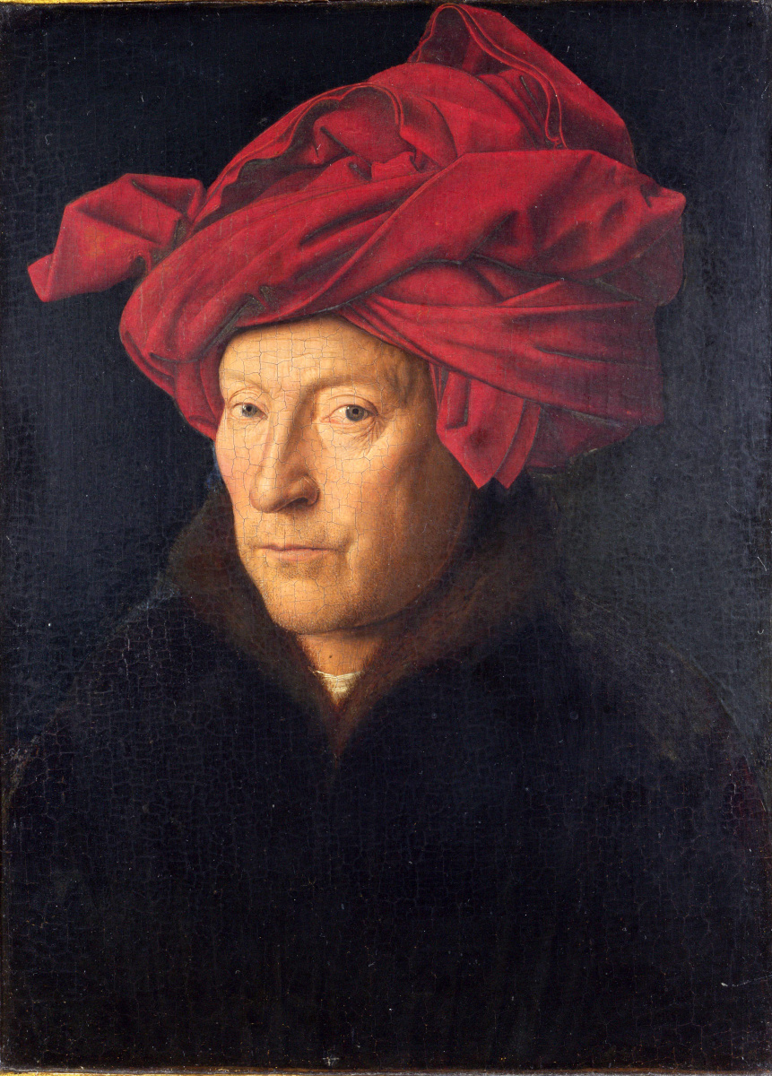 Jan van Eyck. Portrait of a man in a red turban (self Portrait?)
