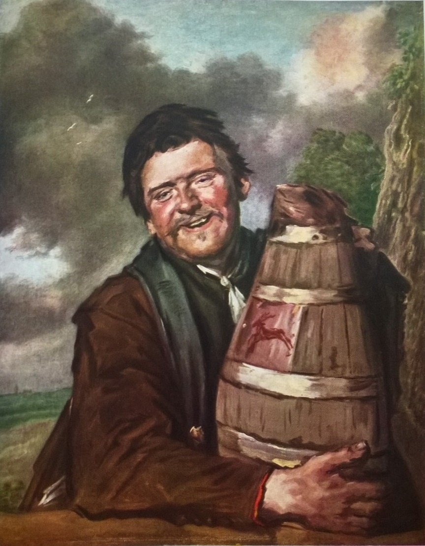 Portrait of a man with a beer jug