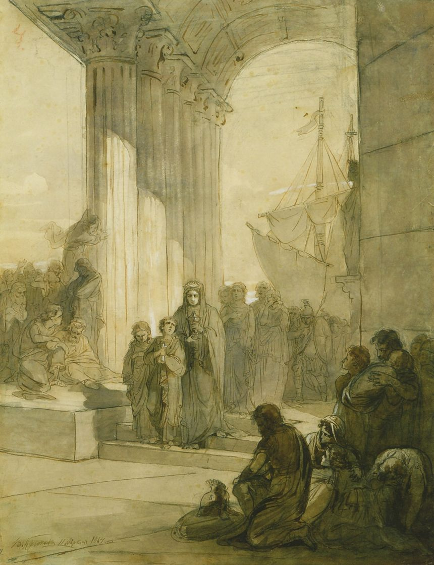 Valerian Stepanovich Kryukov. Agrippina returned to Rome with the ashes of Germanicus