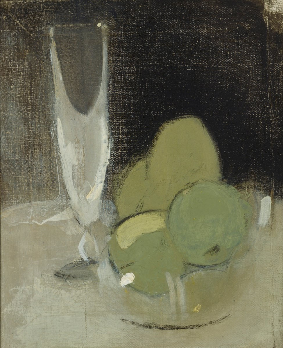 Green apples and champagne glass