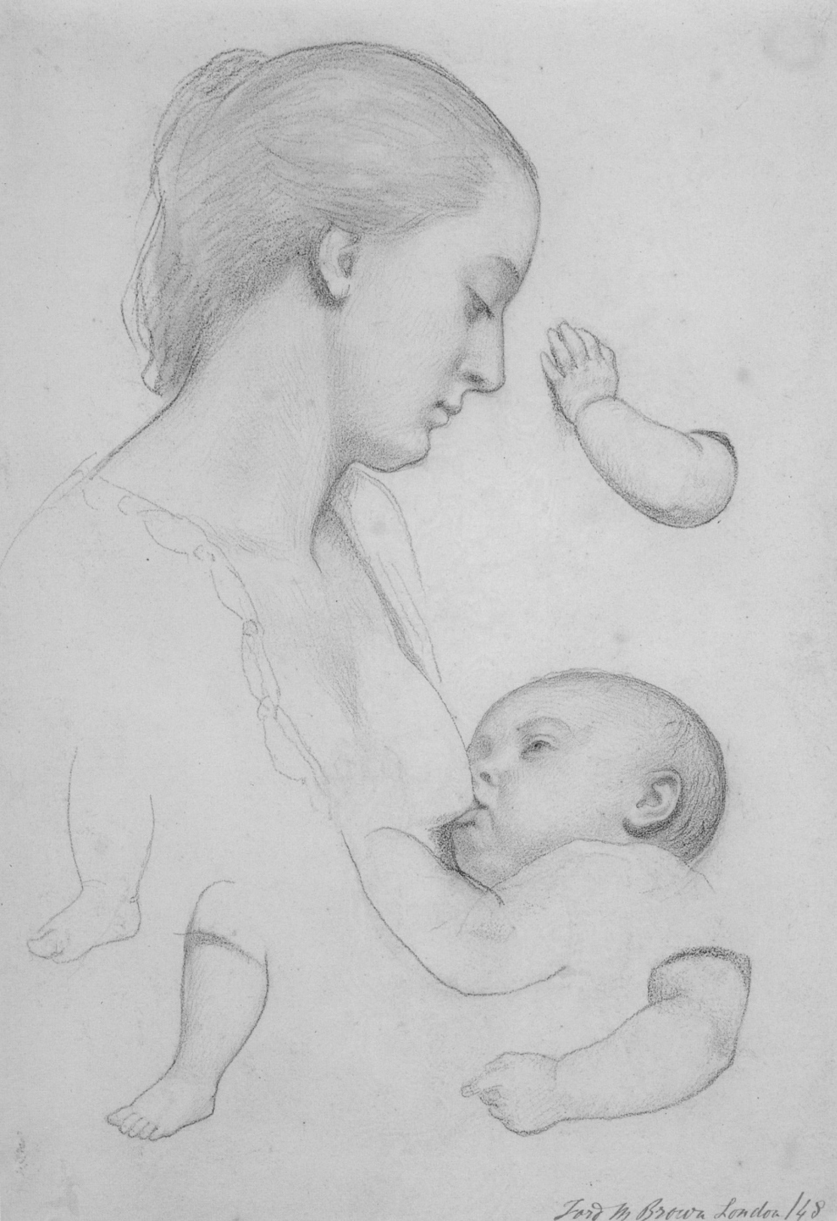 Mother & Child Drawing by Mahua Pal | Saatchi Art