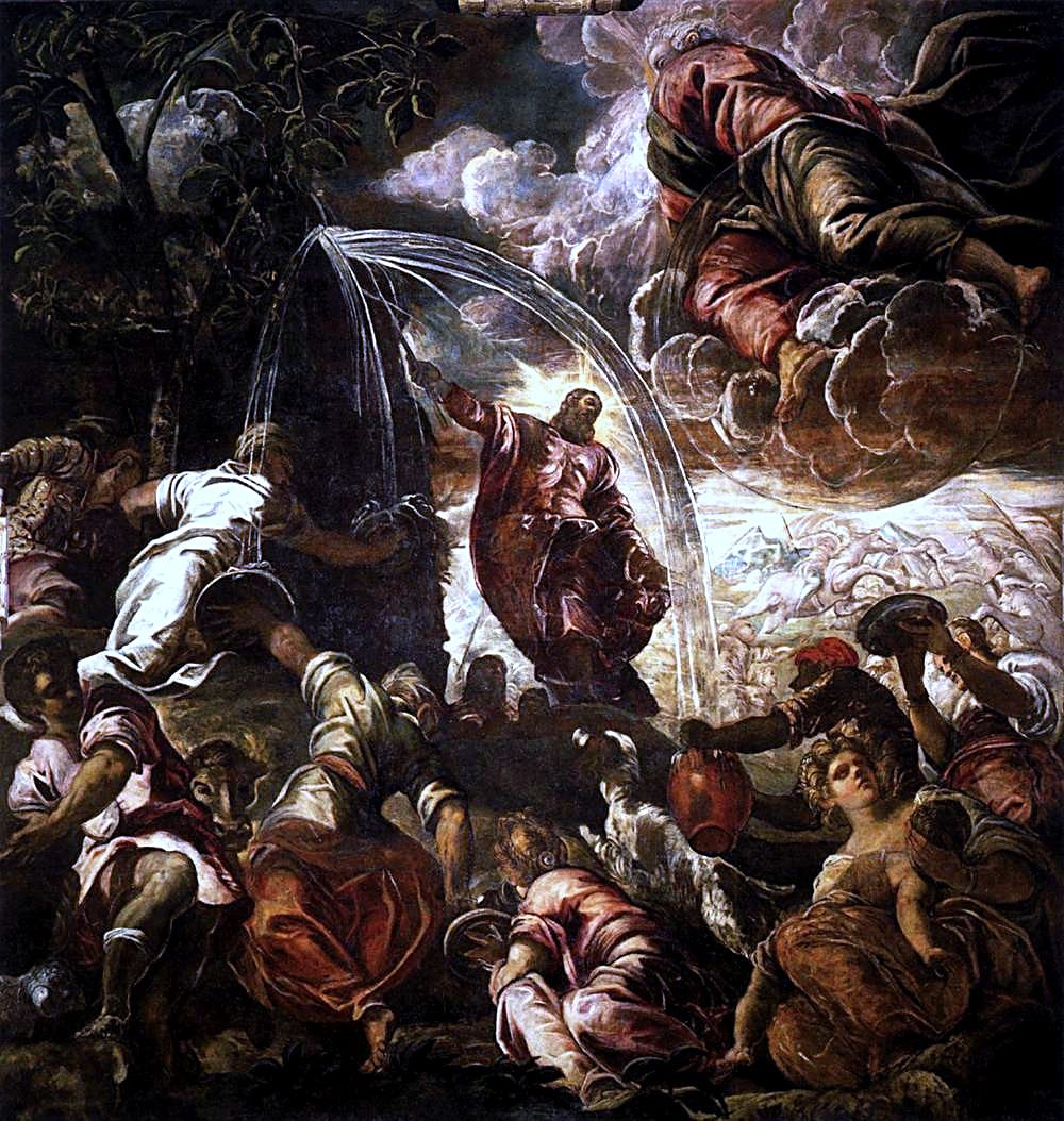 Jacopo (Robusti) Tintoretto. Moses stripping water from the rock