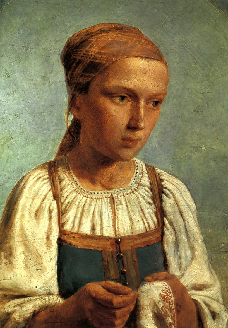 Alexey Gavrilovich Venetsianov. A peasant girl embroidering