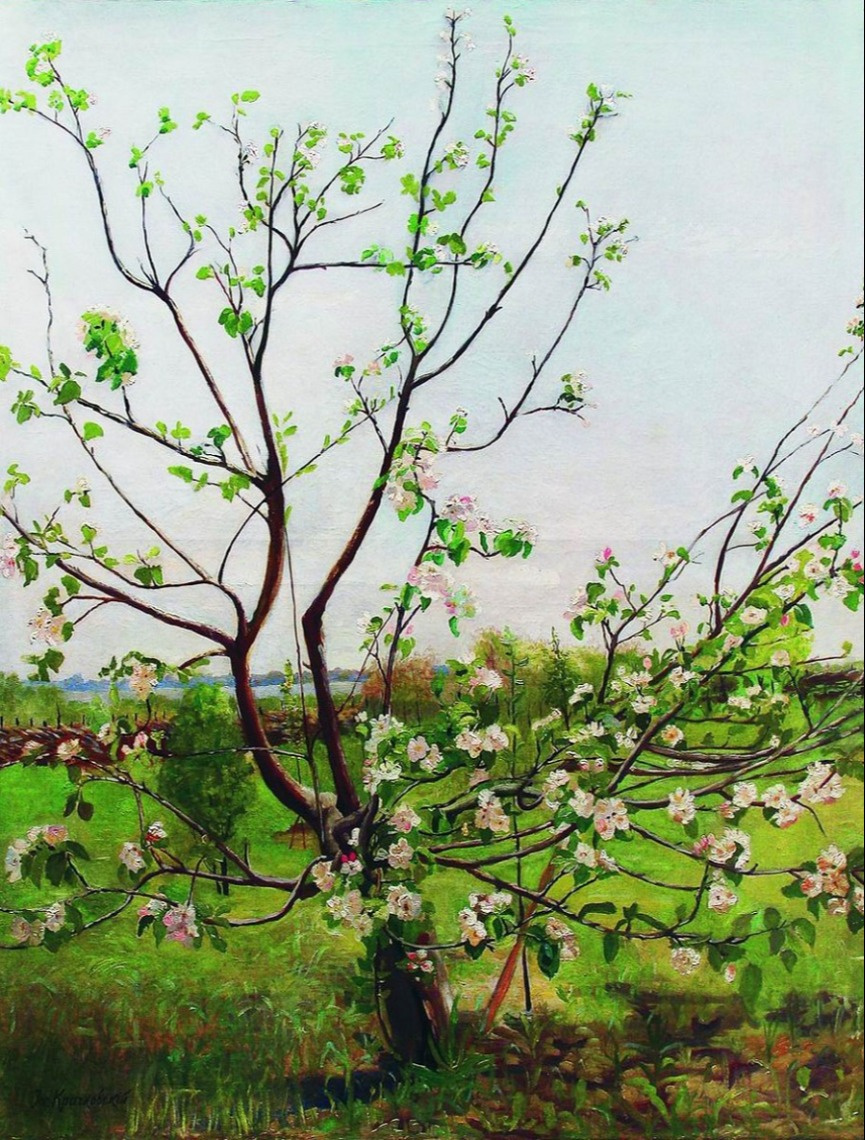 Joseph Eustafievich Krachkovsky Russia 1854 - 1914. Apple tree in bloom