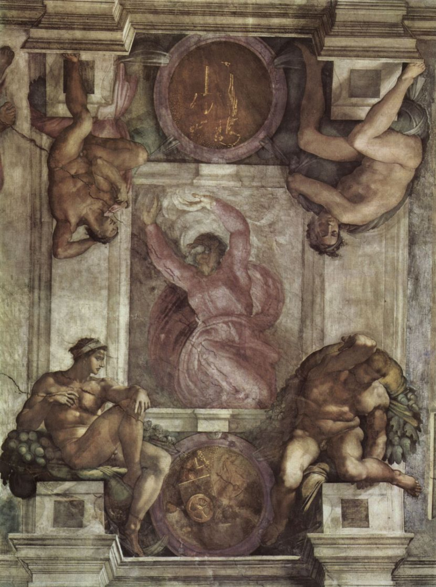God is the Creator and four boys. The frescoes of the Sistine chapel