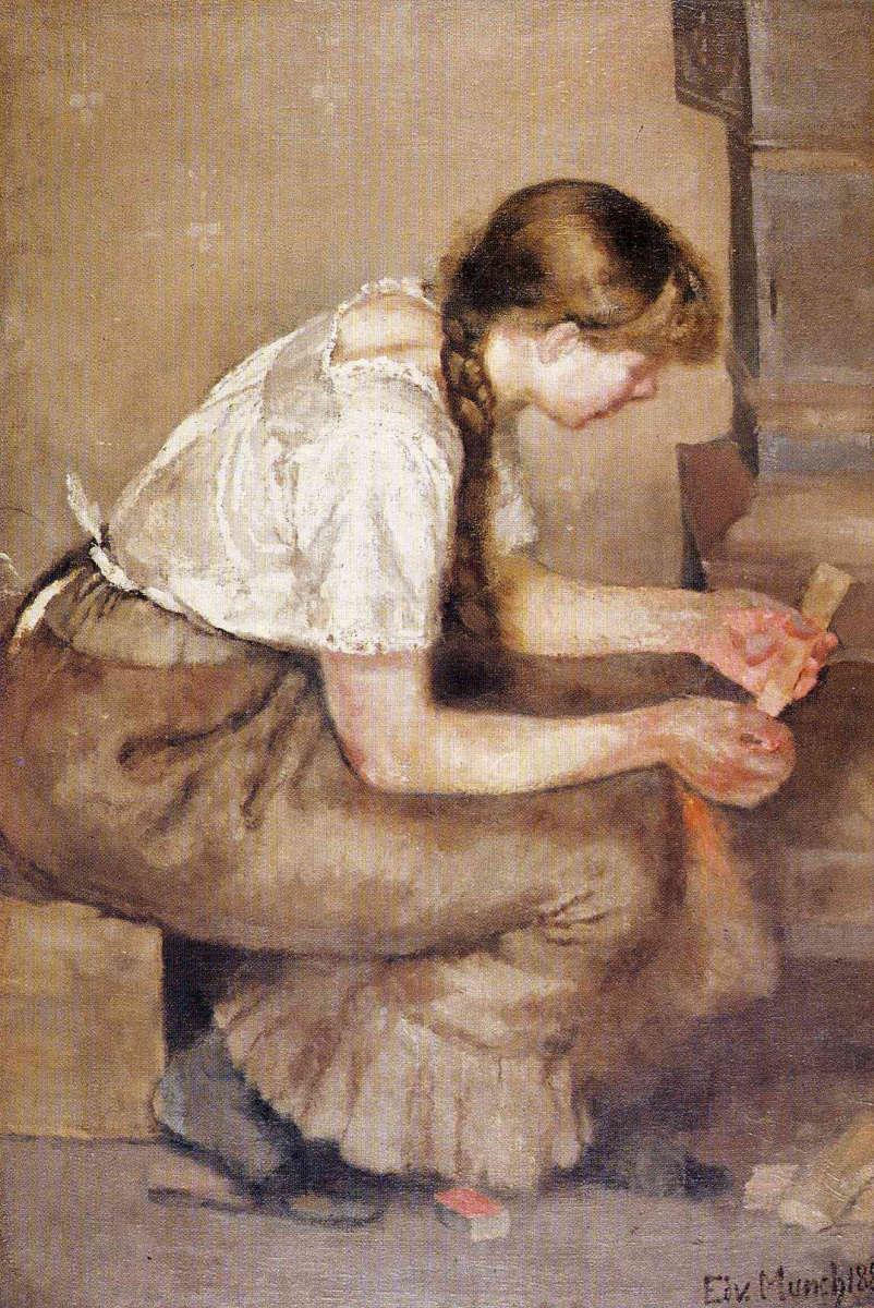 Edward Munch. Girl kindling the stove