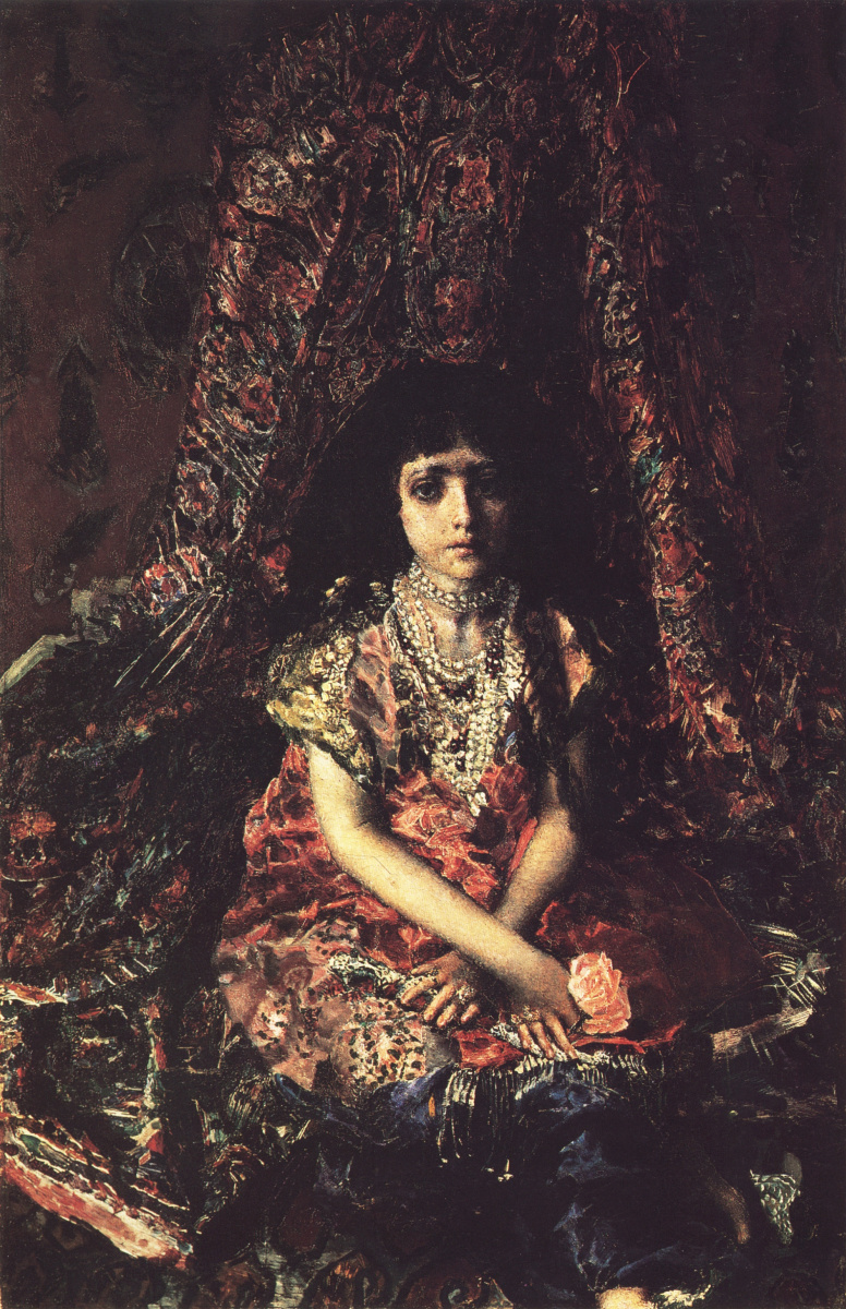 Mikhail Vrubel. Girl against a Persian carpet