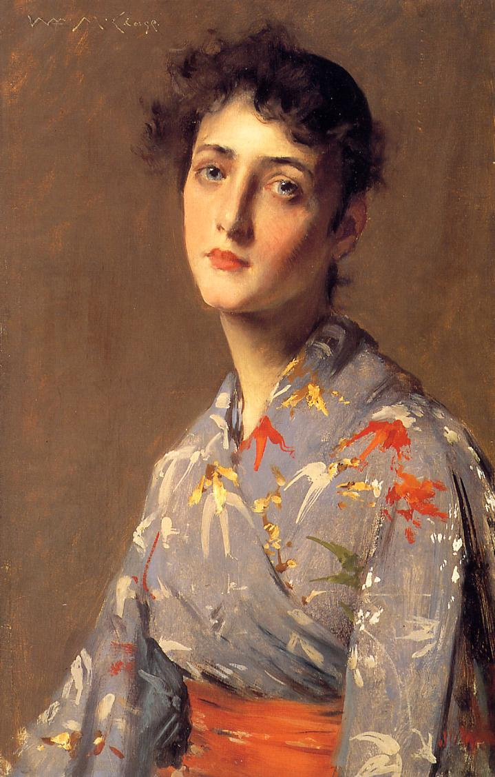 William Merritt Chase. Girl in a Japanese kimono