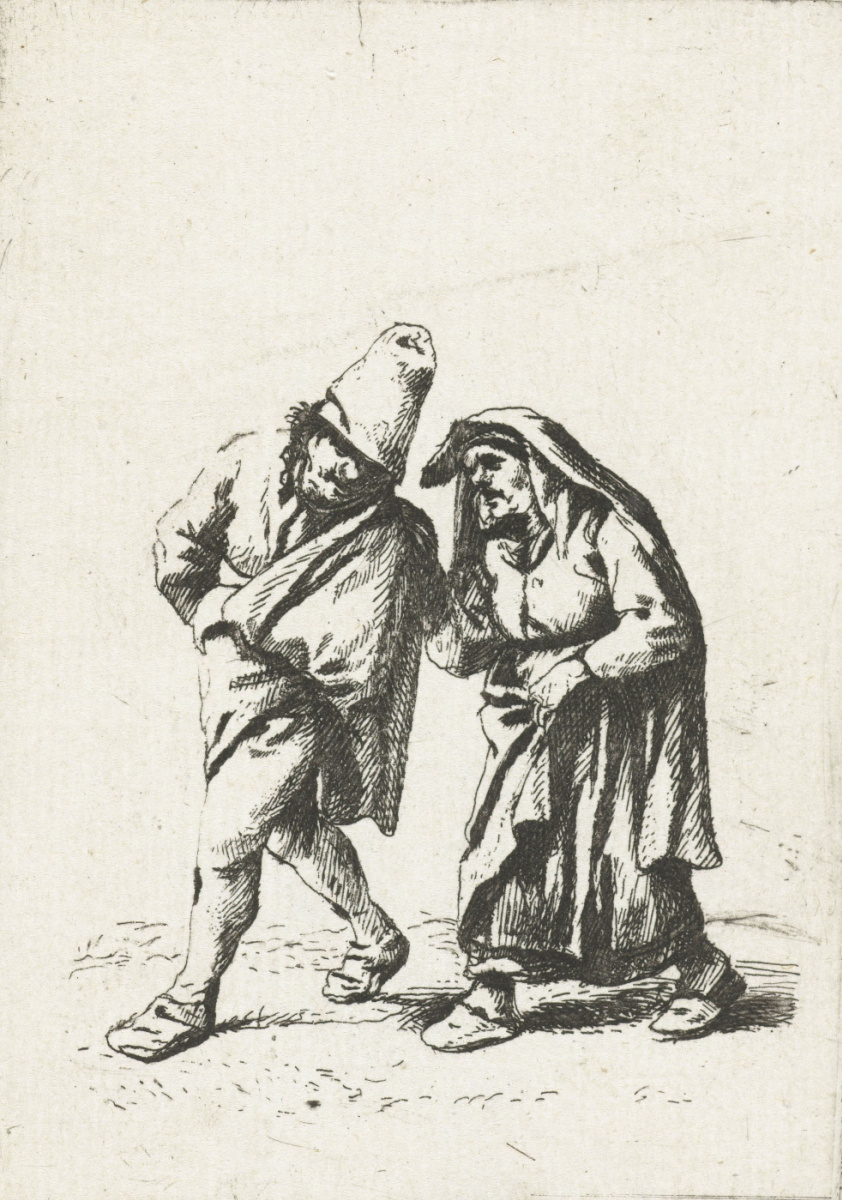 Adrian Jans van Ostade. Walking peasant couple