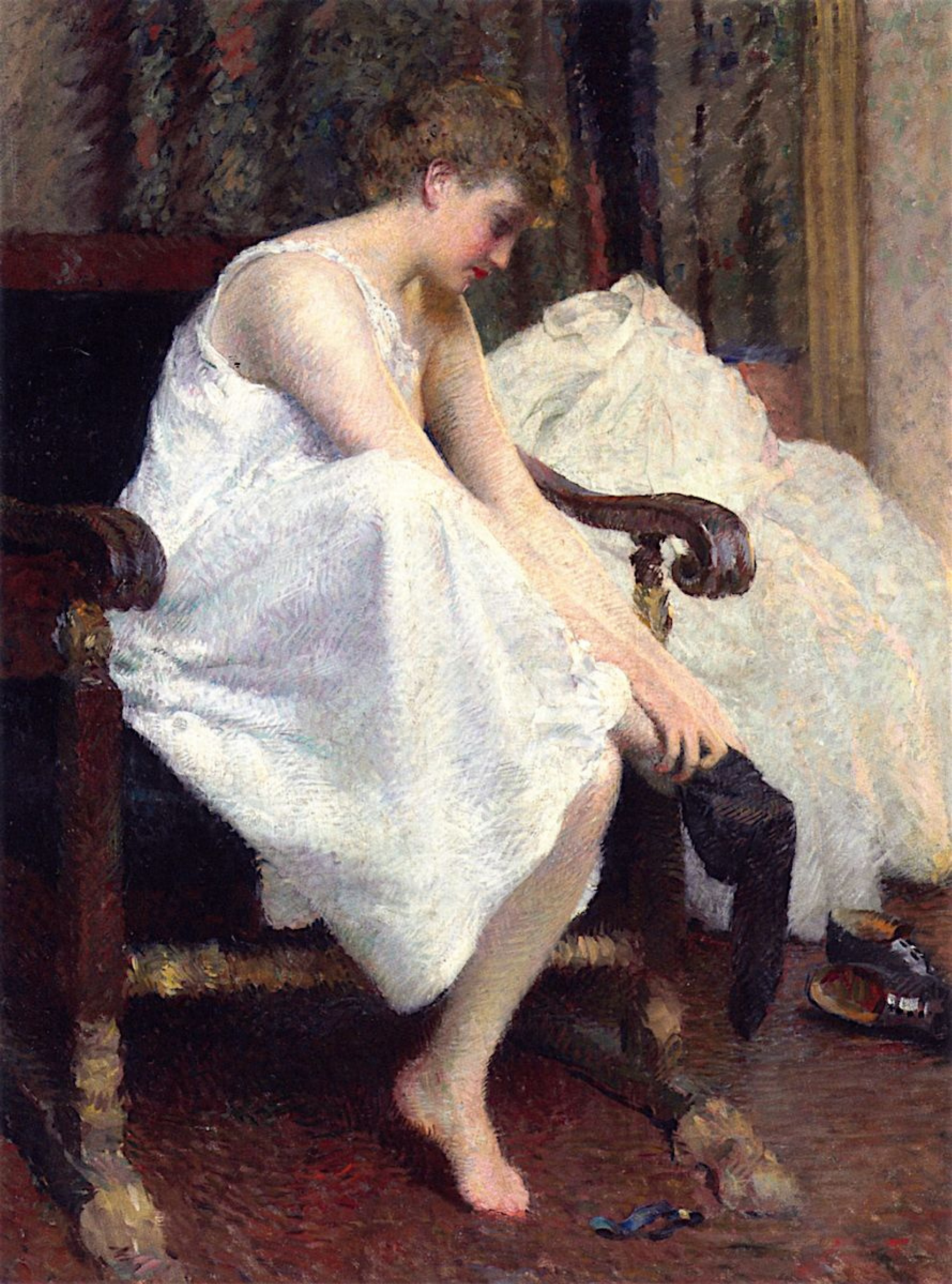 Edward Simmons Ankleiden, 1893, 46×61 cm: Werkbeschreibung