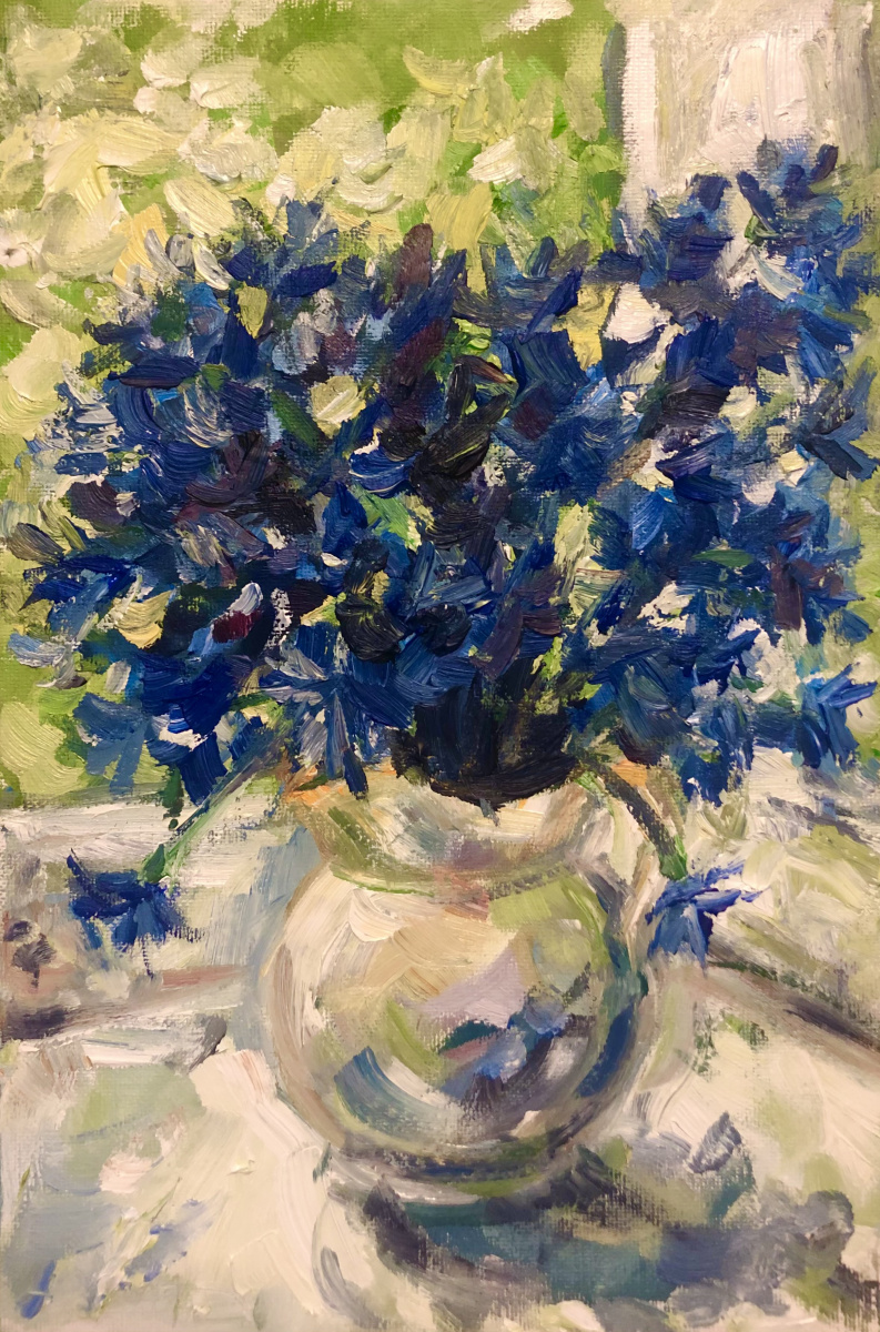 Yaroslav Nikitich Antonov. "A bouquet of cornflowers by the window."