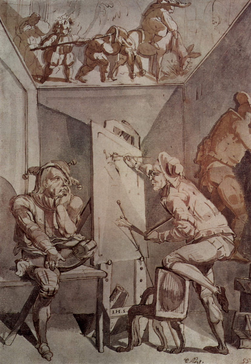 Johann Heinrich Fuessli. Artist glasses, depicting the fool