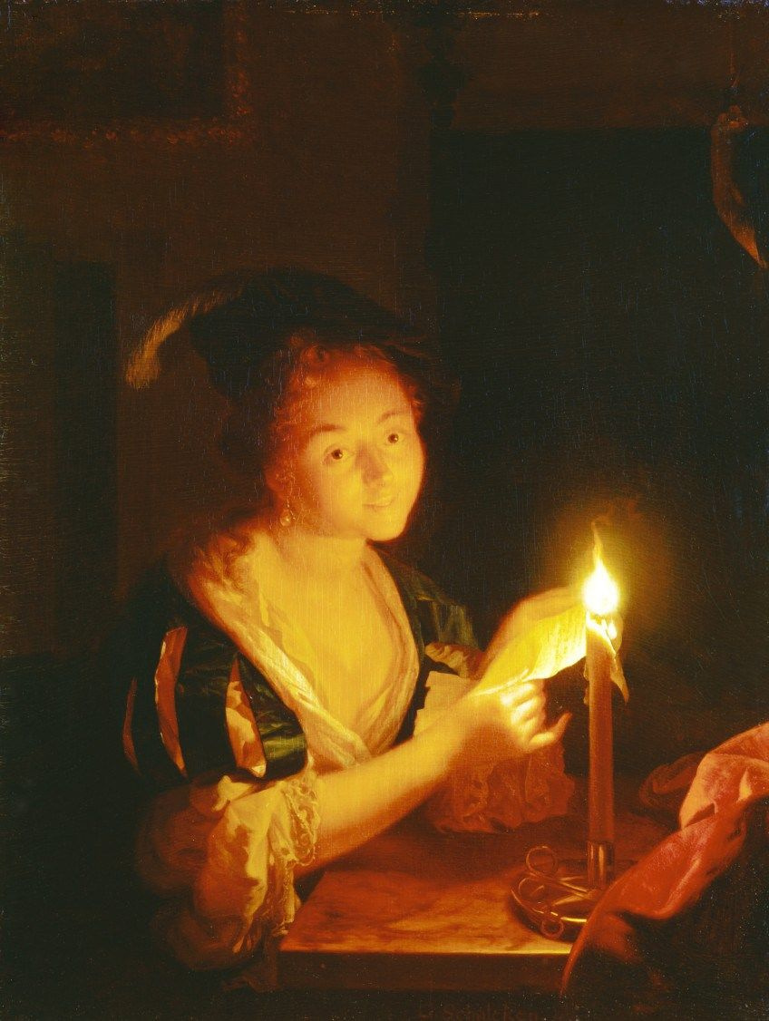 Godfree Schalken. A girl with a candle