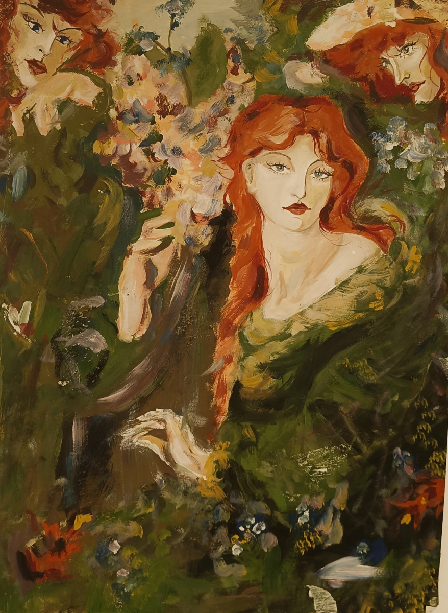 Unknown artist. Гирландата  («Женщина в гирлянде») картина, художник Данте Габриэля Россетти
