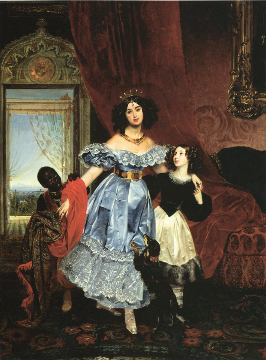 Karl Bryullov. Portrait of Countess Y. P. Samoilova with a pupil Dzhovaniny Pacini and black boy