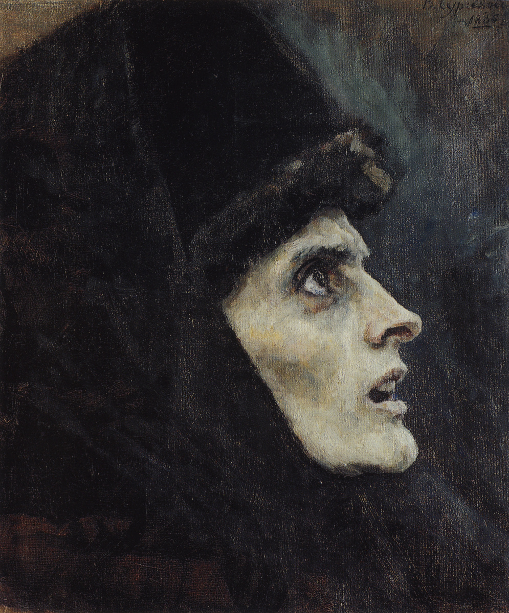 Vasily Surikov. Head Boyarina Morozova. A sketch for the painting "Boyarynya Morozova"