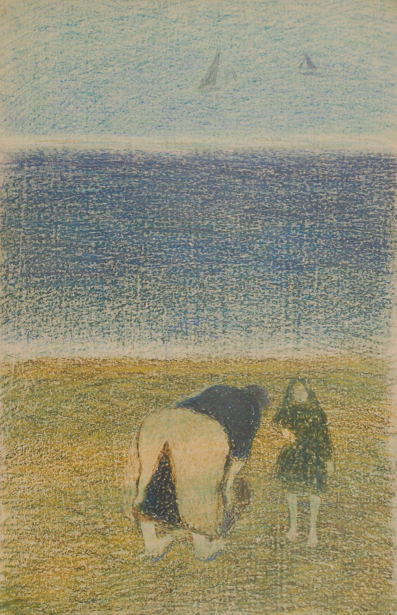Leon Spilliaert. La ramasseuse de coquillages [The shellfish gatherer], c1908 Oil pastel on paper, 48 x 32 cm