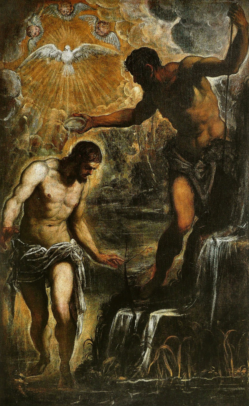 Якопо Тинторетто. «Крещение Христа». 1589. Холст, масло. Церковь Сан Сильвестро, Венеция. Якопо Тинторетто. «Крещение Христа». 1589. Холст, масло. Церковь Сан Сильвестро, Венеция.