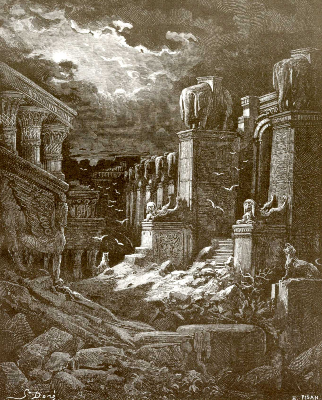 Illustration to the Bible: The Fall of Babylon by Paul Gustave Dore ...