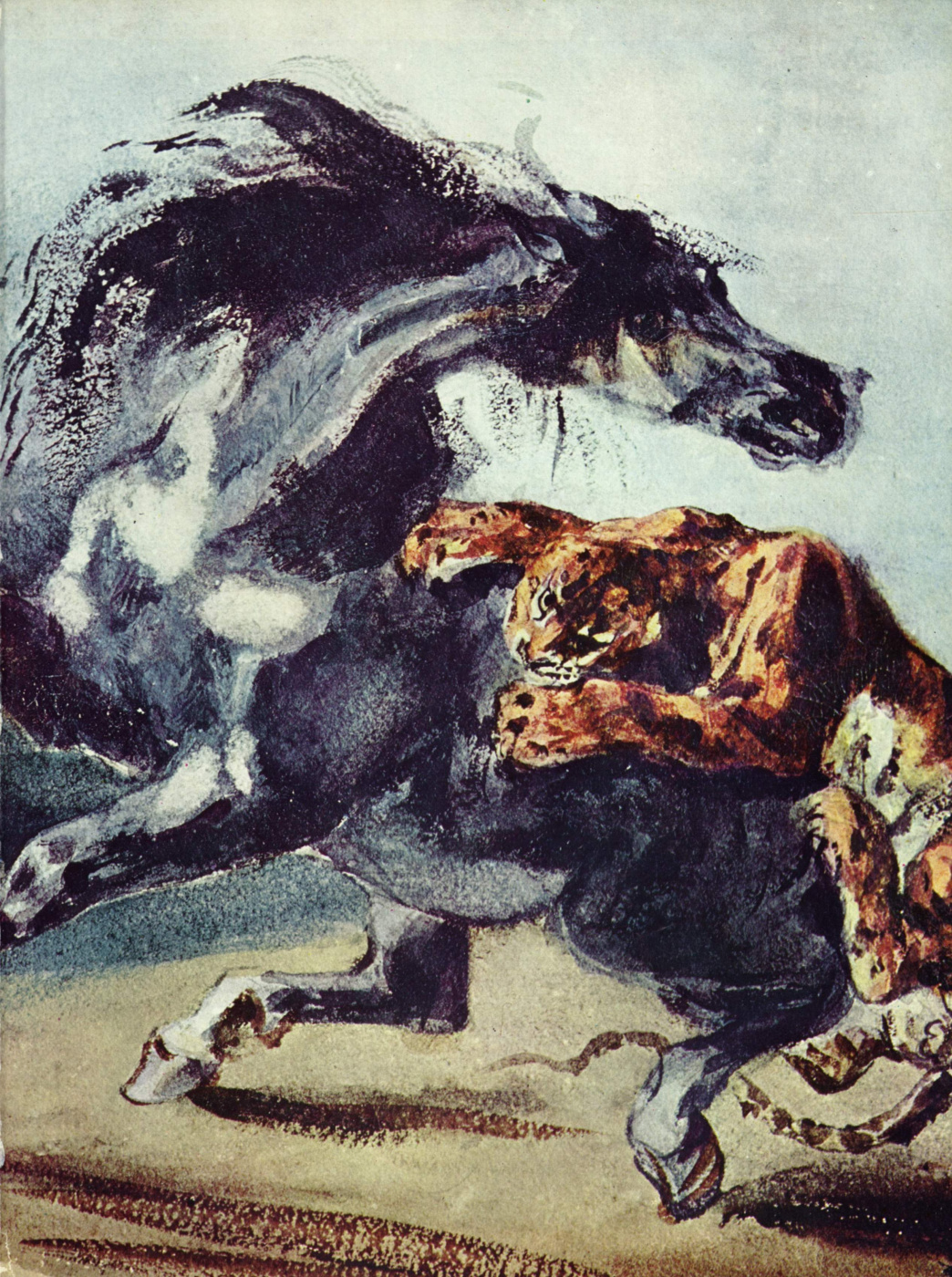 Eugene Delacroix. Tiger attacking the horse