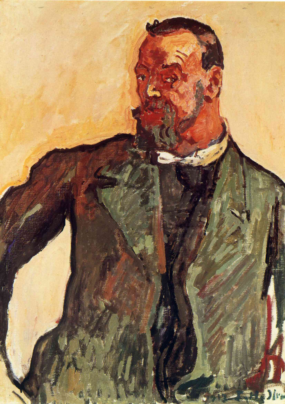 Ferdinand Hodler. Self-portrait in green jacket