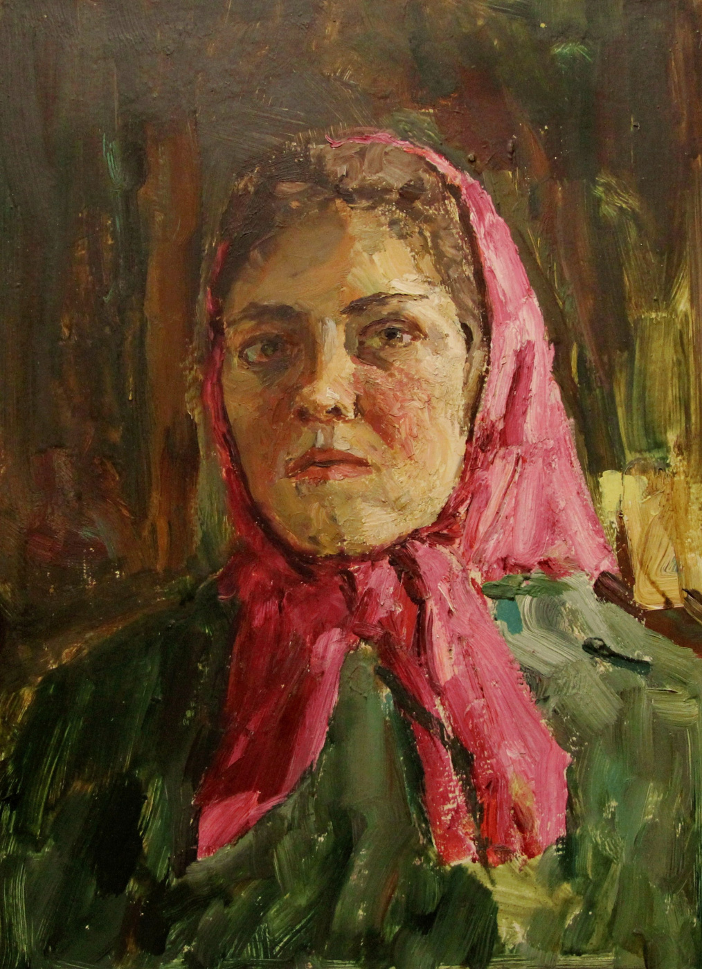 Vladimir Georgievich Gremitskykh. Girl in pink shawl