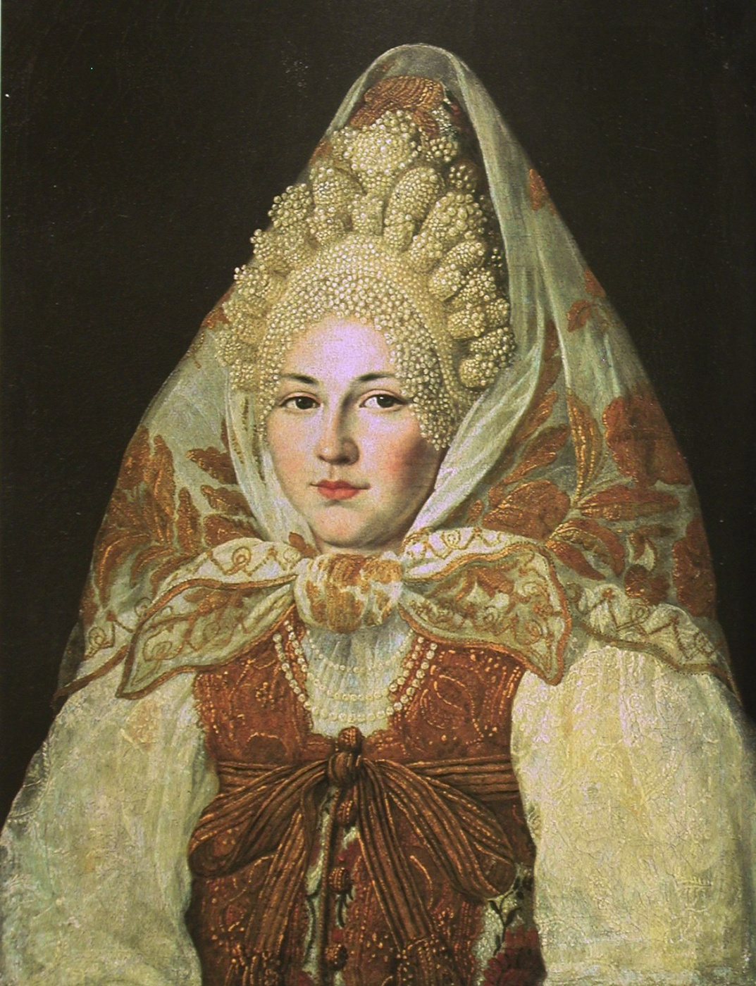 Abram Cranquin. Woman in toropetskiy pearl headdress and veil