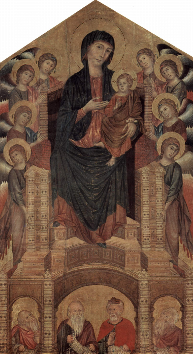 Cimabue (Chenny di Pepo). Madonna enthroned with eight angels and four prophets