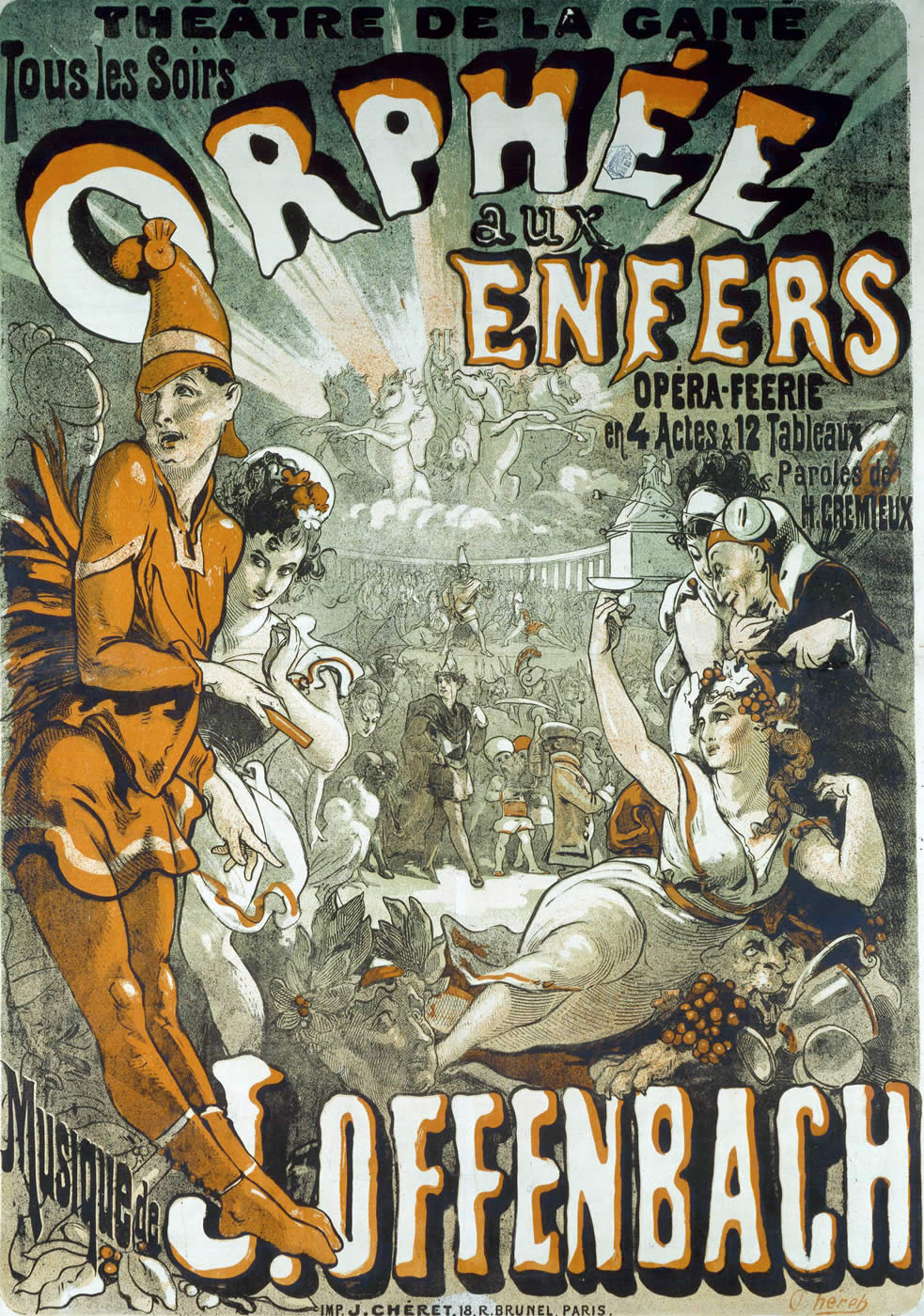 Jules Chere. The playbill for the operetta "Orpheus in the underworld" by Jacques Offenbach