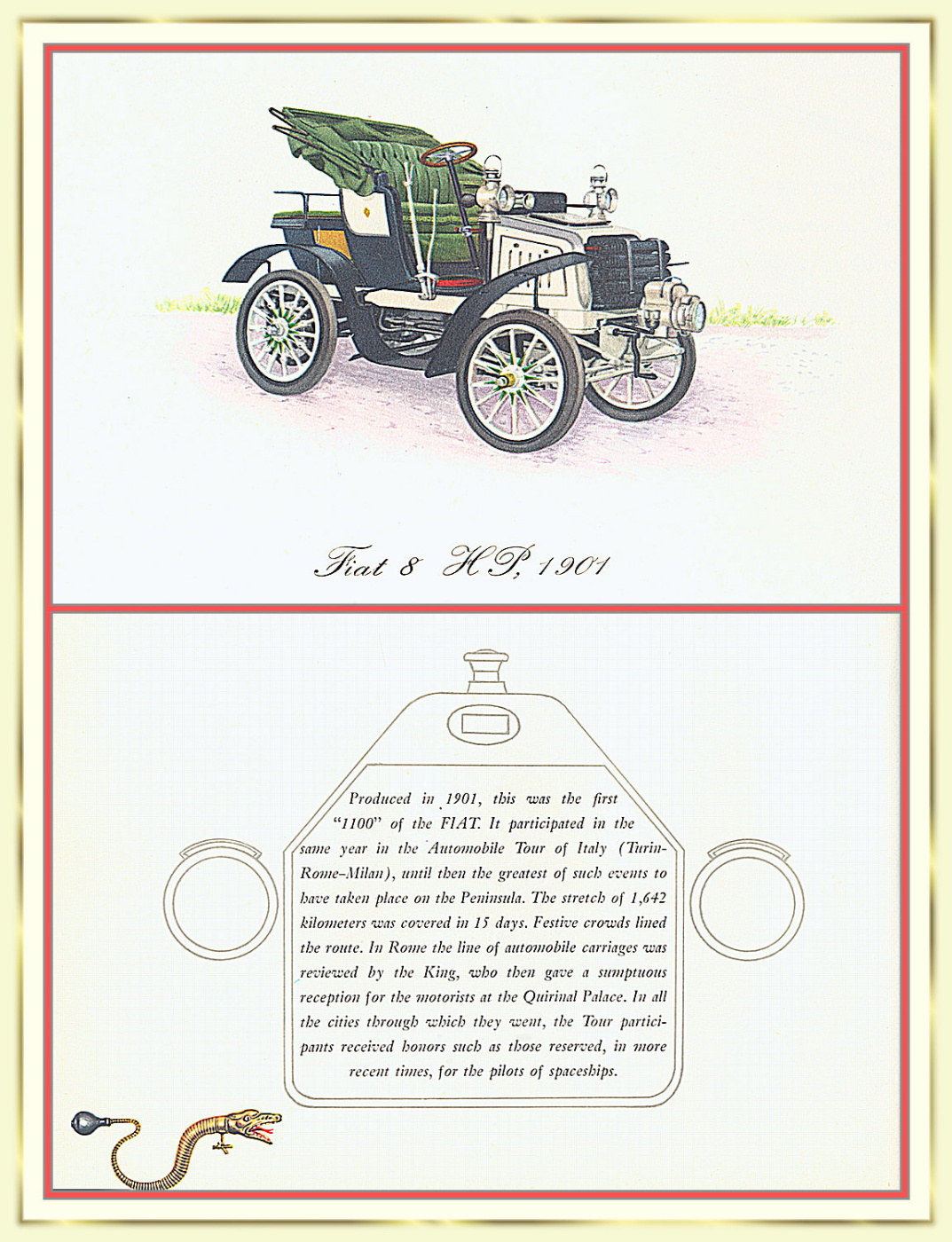 Lionel Morris. A series of vintage cars. 1901 Fiat 1100