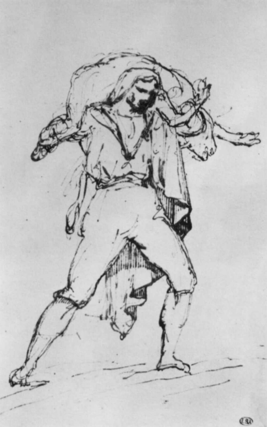 Théodore Géricault. Roman butcher carrying a calf on his shoulders