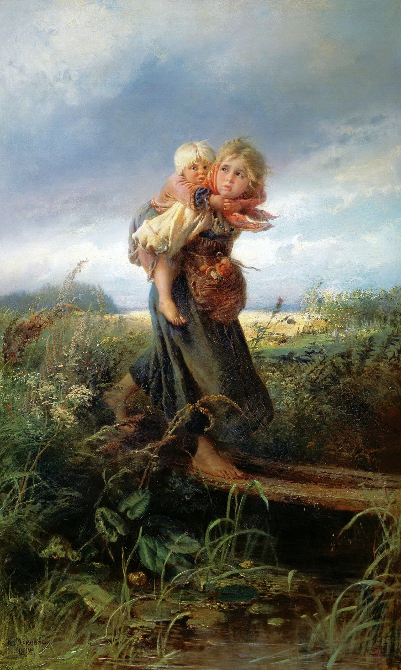Описание картины Дети, бегущие от грозы Константина Маковского | Артхив