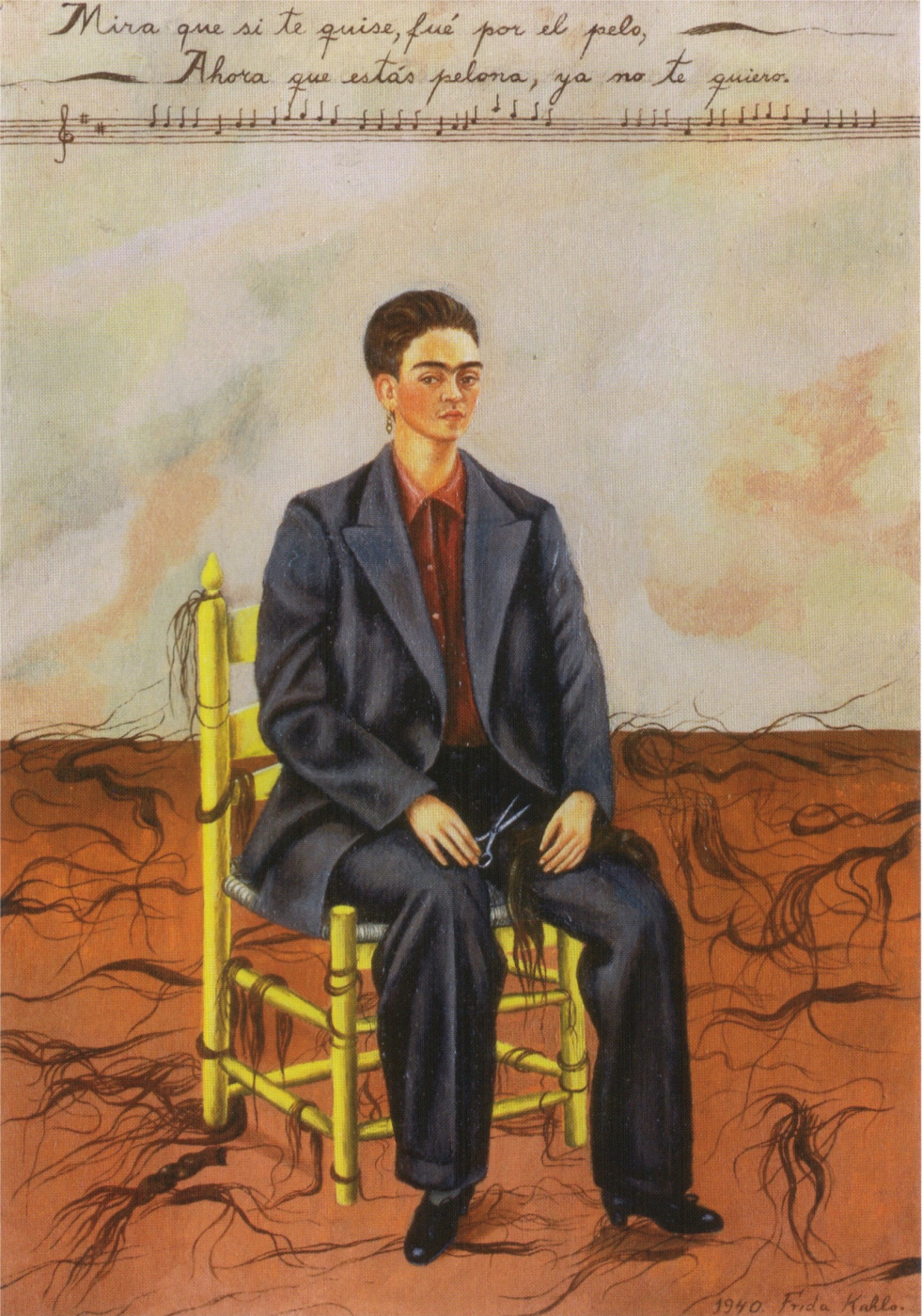 Self Portrait With Cropped Hair 1940 28×40 Cm By Frida Kahlo History Analysis And Facts Arthive