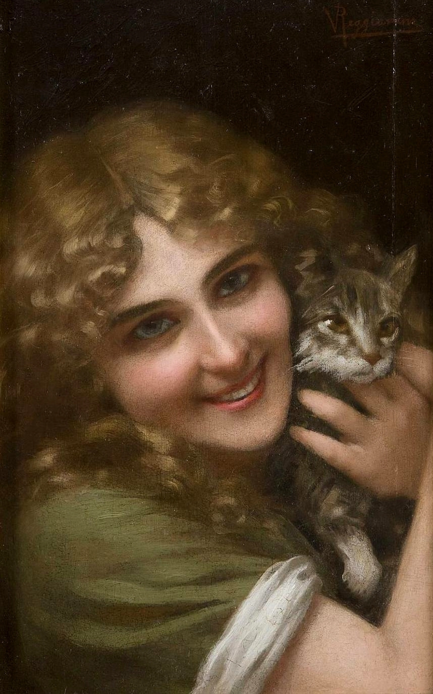 Vittorio Reggianini. The girl with the cat.
