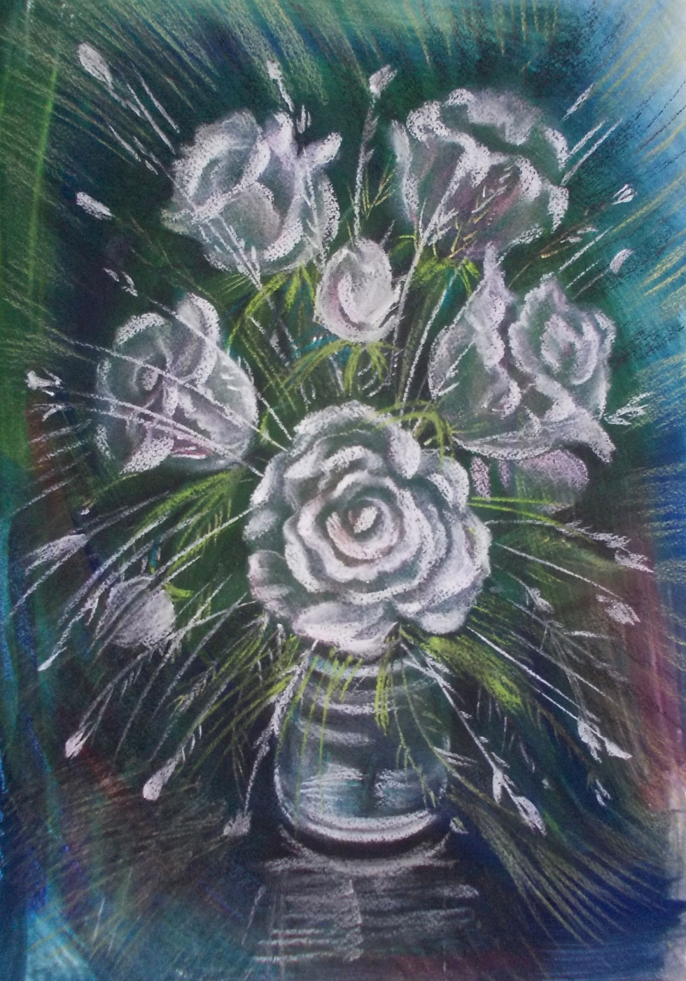 Svetlana Ivanovna Kataeva. "WHITE ROSES",pastel