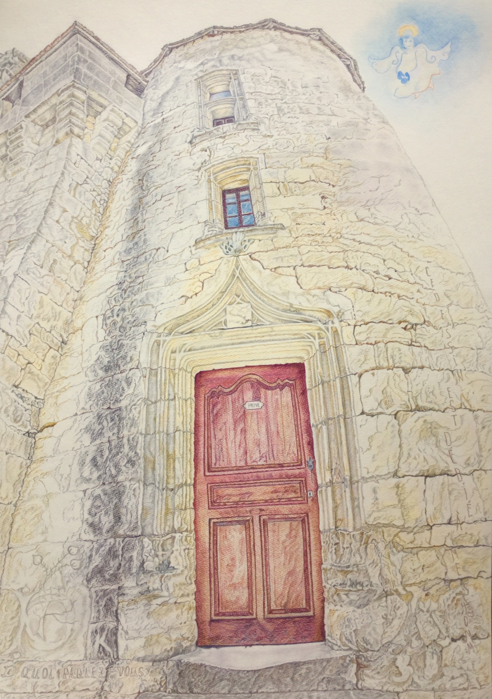 Eva Danora. The door of the concierge tower. Biron Castle.