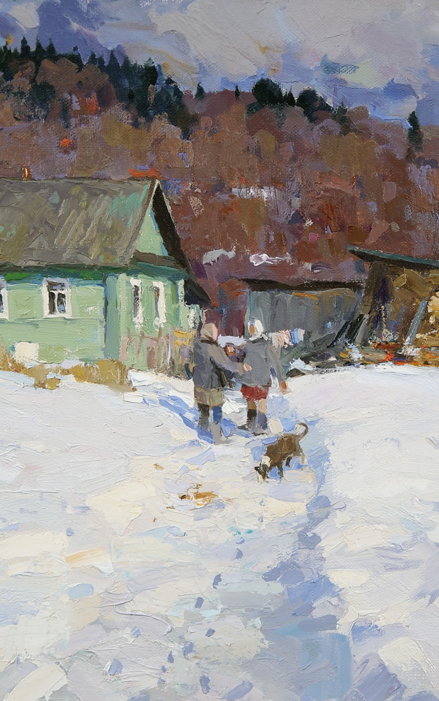 March in Sherekhovichi. Canvas, oil 33.5 x 50 cm. 2022