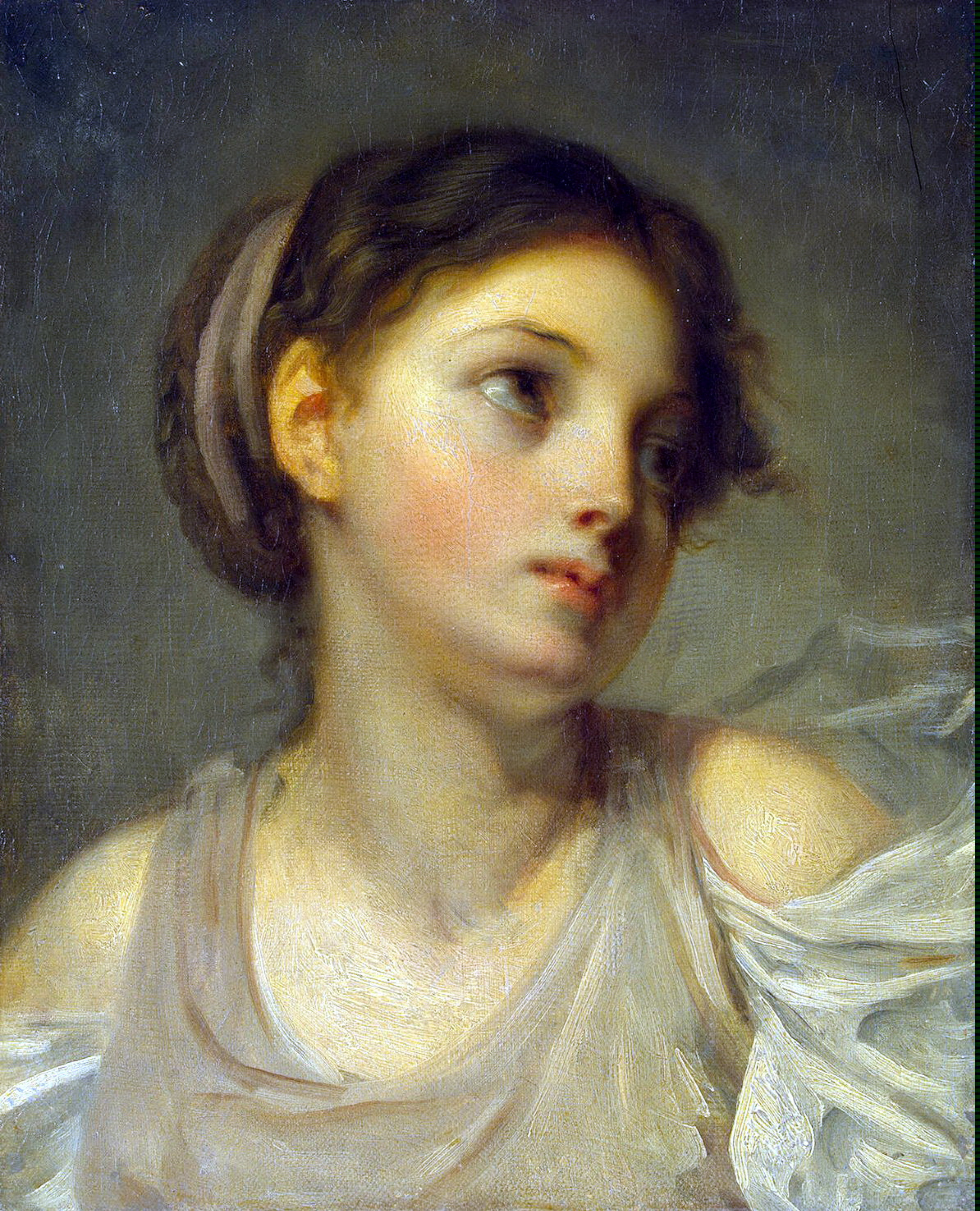 Зарубежные портреты. Жан Батист грез (1725-1805). Художник Jean-Baptiste Greuze, 1725-1805. Жан Батист грез девушка в сиреневой тунике. Художник Жан Батист грез.