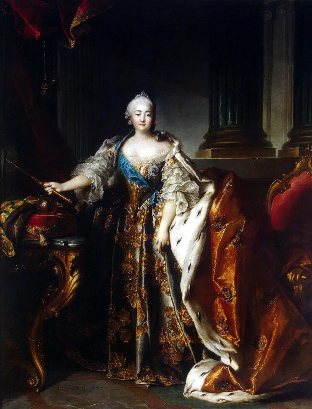 Louis Tocqué, Portrait of Elisabeth I of Russia, 1756, Tretyakov gallery, Moscow, Russia.