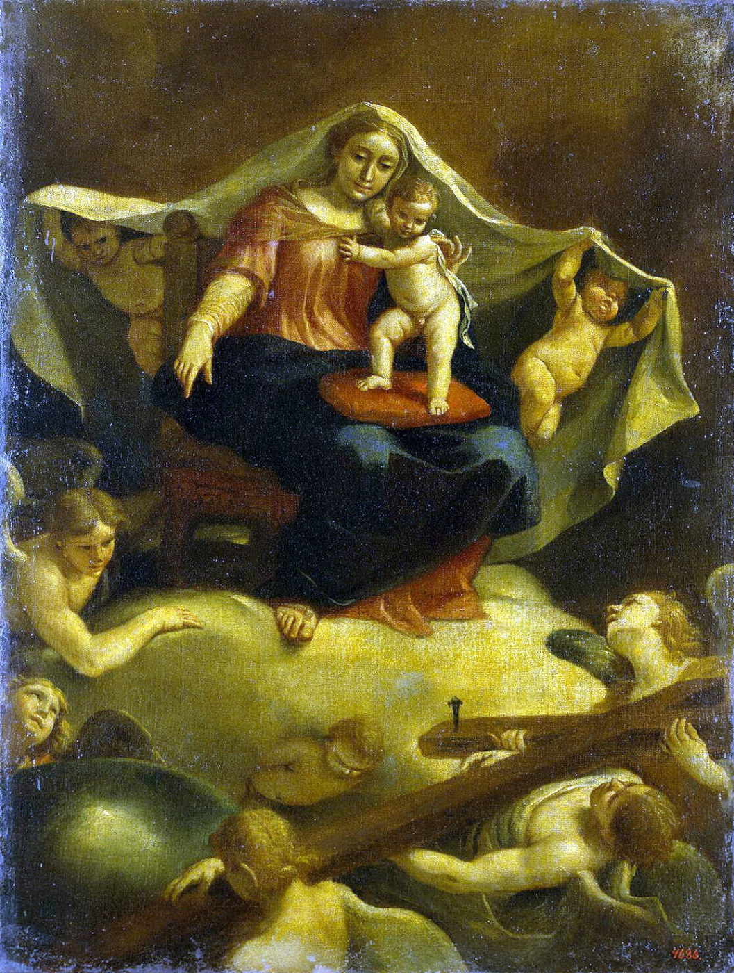 Sebastian Martinez. The virgin and child enthroned on clouds