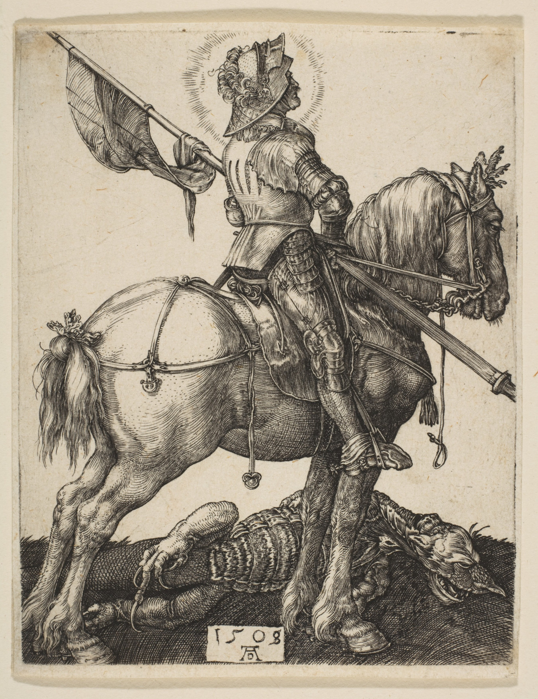 Albrecht Dürer. Saint George on horseback