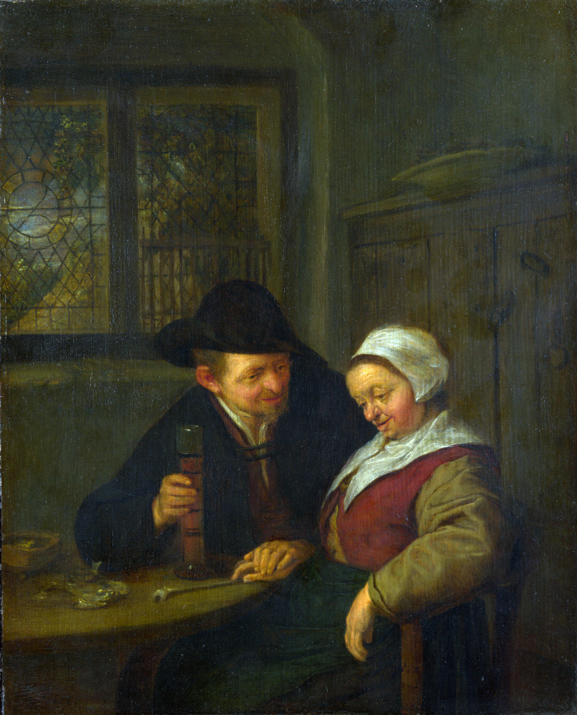 Adrian Jans van Ostade. The peasant courting an elderly woman