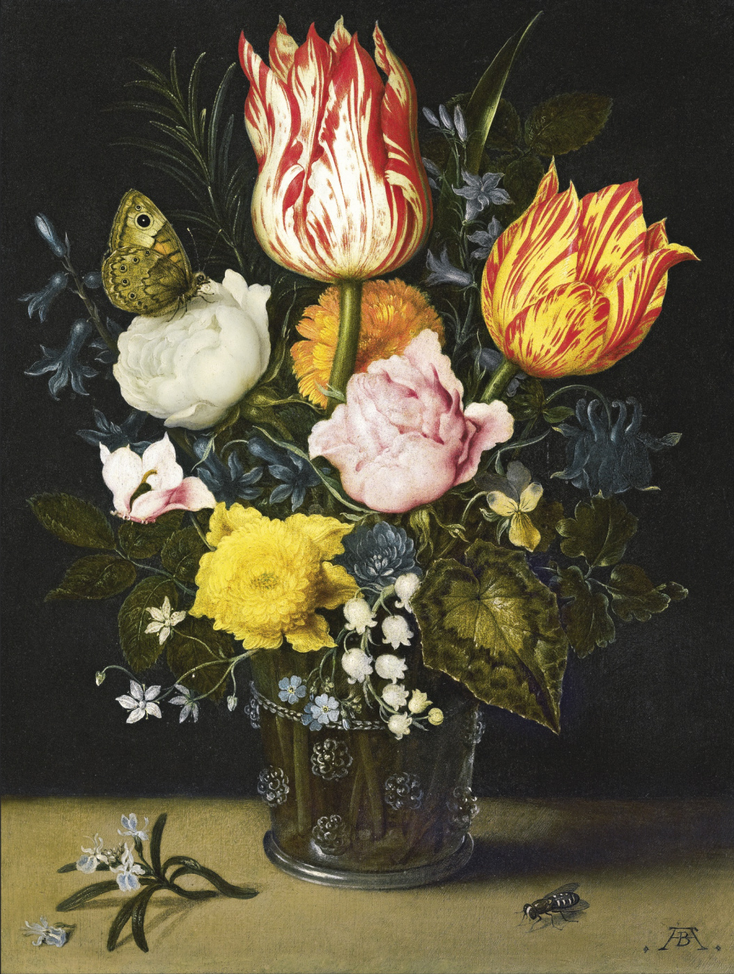 Ambrosius Bosschaert the Elder. Floral bouquet in a glass decanter