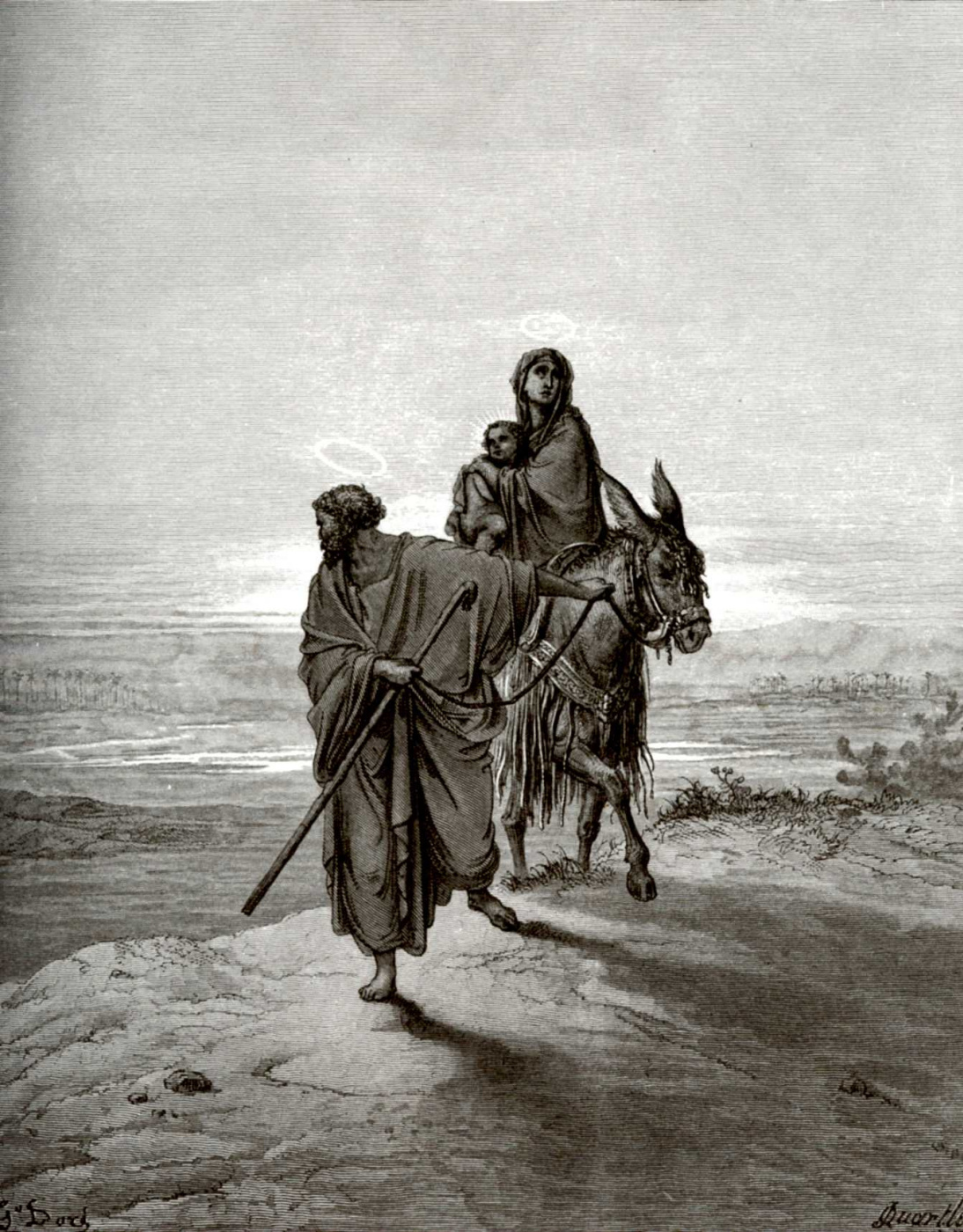 Paul Gustave Dore. Illustration to the Bible: The Flight into Egypt