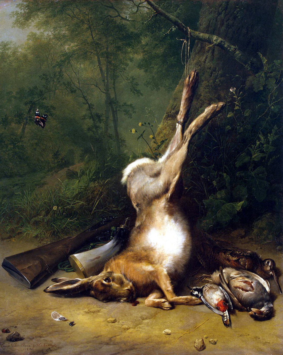 Eugene Joseph Kukkuk Barend Cornelis Verbukkhoven. Still life with a hare