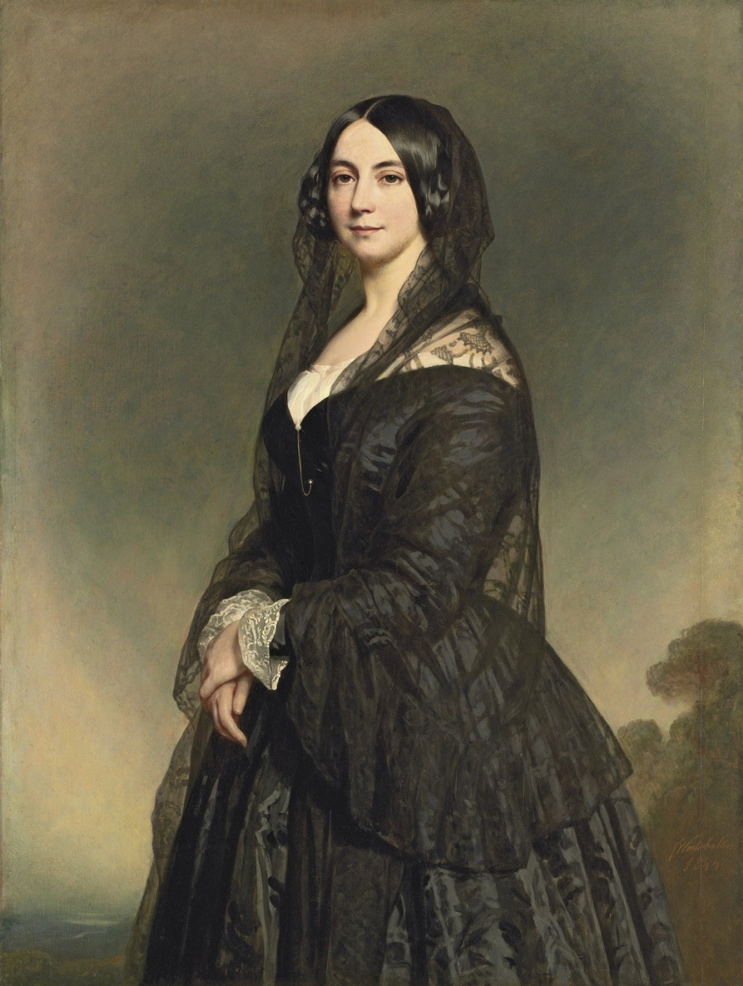 Franz Xaver Winterhalter. Portrait of a lady in a black dress