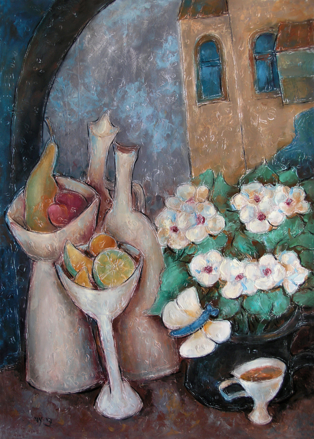 Valentina Evmenenko. Still-life with white flowers