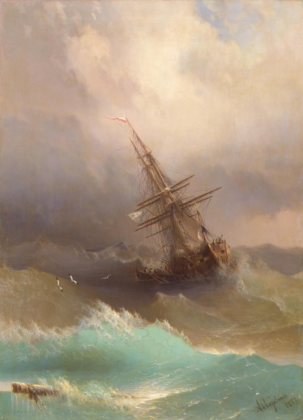 Ivan Aivazovsky. Ship in a stormy sea